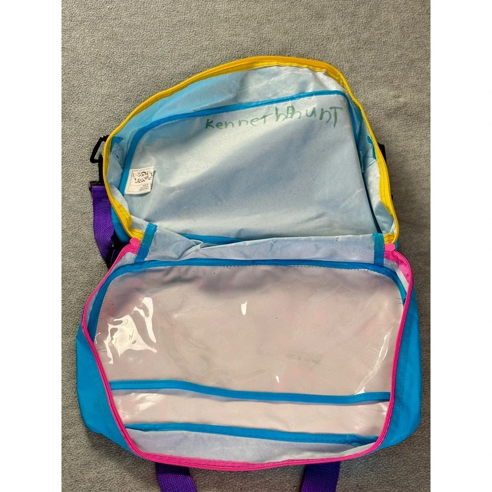 Vintage 90s Looney Tunes Duffle Bag Bugs Bunny Daffy Duck Blue Retro Travel Tote